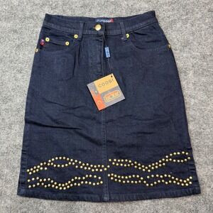 Vintage Y2K Coogi Australia‎ Down Under Blue Denim Studded Skirt Size XS NWT
